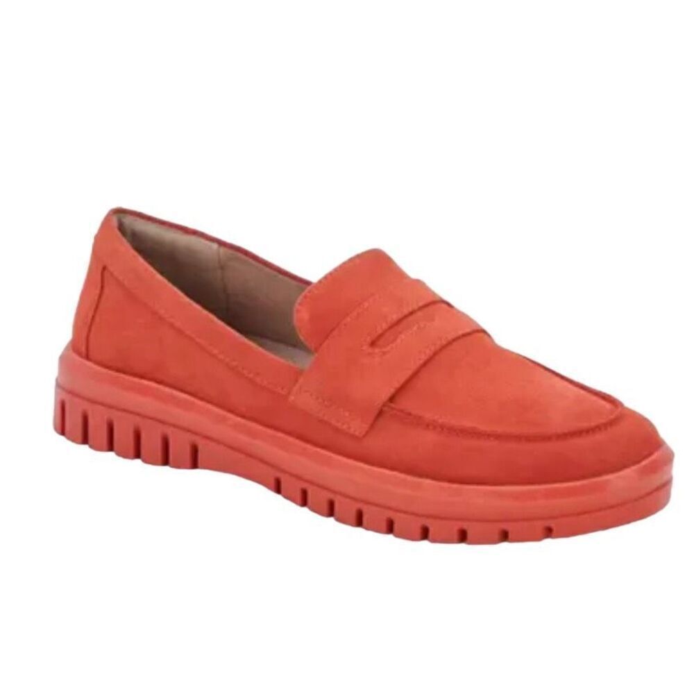 Blondo Loafers Womens Size 5.5 Orange Suede Leather Waterproof Slip On Casual